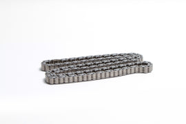 Hot Cams engine cam chain 688-0038 shown on a white background, detailing the metal chain for motorcycle engine performance.