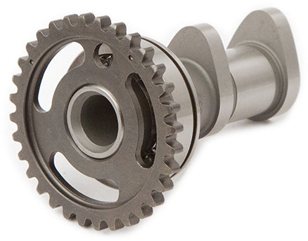 Hot Cams Racing Cam Stage 1 engine part with metal finish, designed for motorcycle performance enhancement.
