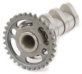 Hot Cams Racing Cam Stage 1 engine component for motorcycle engine, shown in close-up with detailed metal parts.