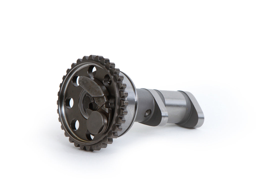Hot Cams Racing Cam Stage 1 engine component for motorcycle, featuring detailed metal construction and branding.