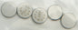 Hot Cams engine valve shims, 7.48x2.05mm, set of 5, for motorcycle engines, with metallic finish and precise dimensions.