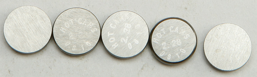 Hot Cams engine valve shims, 8.90x2.28mm, 5-pack, durable engine components for motorcycle or automotive maintenance.