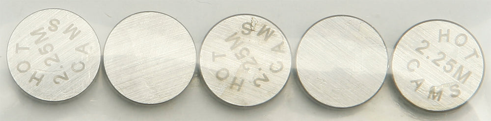 Hot Cams engine valve shims, 9.48x2.25mm, 5-pack, designed for motorcycle engine maintenance and valve clearance adjustments.