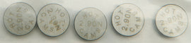 Hot Cams engine valve shims, 9.48x2.90mm, set of 5, for motorcycle engine maintenance, shown close-up.
