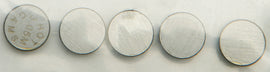 Hot Cams engine valve shims, 9.48x3.05mm, 5-pack, for motorcycle engine maintenance, shown in a close-up image.
