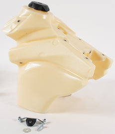 IMS Fuel Tank Natural 3.1 Gal for motorcycles, made of durable material, with a sleek natural finish and secure fitting design.