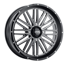 Load image into Gallery viewer, Black ITP Momentum Wheel 18x6.5 with 4/137 bolt pattern and +2.5 offset, featuring a 10mm offset for off-road vehicles.