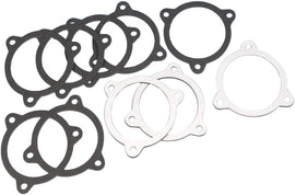 James Gasket air cleaner backplate paper gasket for touring bikes, 10-pack, with black gasket material and mounting holes.