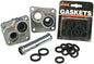 James Gasket rubber gasket and seal kit with pushrod cover for engine repair, featuring black rubber components and detailed packaging.