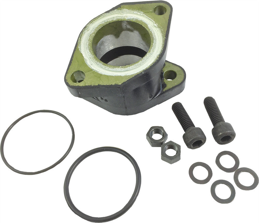 K&L carburetor boot and holder for fuel system, showing the black rubber intake component with mounting features.