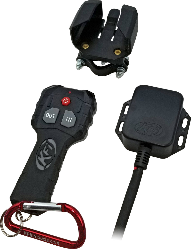 Wireless remote control accessory from KFI Products, model 30-0015, featuring buttons and sleek design for easy operation.