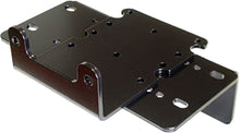 Load image into Gallery viewer, KFI Products Winch Mount 10-0471 bracket for mounting a winch on off-road vehicles, shown in black metal with bolt holes.