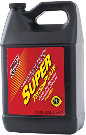 Klotz Oil Super Techniplate 1-gallon container of engine oil for automotive use, shown in the image.