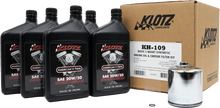 Load image into Gallery viewer, Klotz Oil Basic Harley Davidson 5-quart synthetic oil change kit with oil and filters for motorcycle maintenance