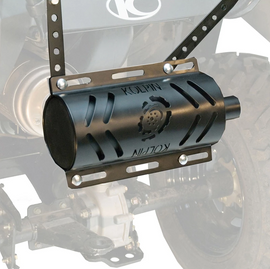 Black Kolpin Stealth Exhaust 2.0 with heat shield for off-road vehicles, showcasing the sleek exhaust system.