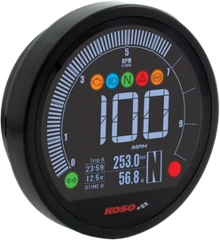 Koso North America DL-04HD multifunction meter gauge with digital display for motorcycle models 14-14XL, 12-17FXD, 11-17FXST, 28-61021