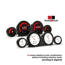 Load image into Gallery viewer, Koso North America HD-03X 4-piece gauge kit for touring motorcycles, includes speedometer, tachometer, fuel, and temperature gauges.