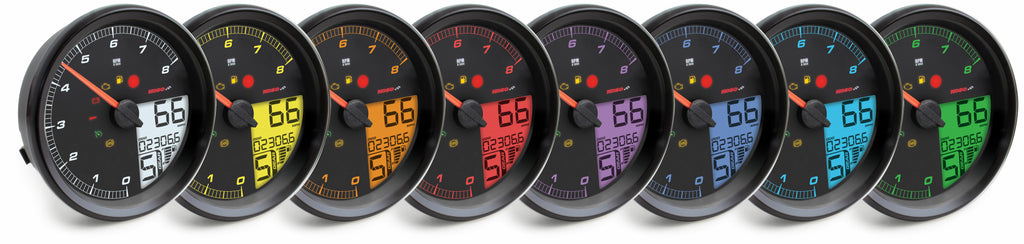 Koso North America HD-05 4.5-inch black bezel gauge for Harley Davidson motorcycles, model 12-17 Fxd, 11-12 FXST, 14-22 FLHR.