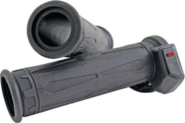 Koso North America Apollo heated grip kit installed on motorcycle handlebar grips for added warmth and comfort.