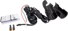 Koso North America X-Claws heated grips clip-on sleeve in black for 12V motorcycle or bike handlebars.