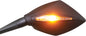 Koso North America Apex M10 motorcycle mirrors with integrated indicators in black, featuring a sleek, modern design.
