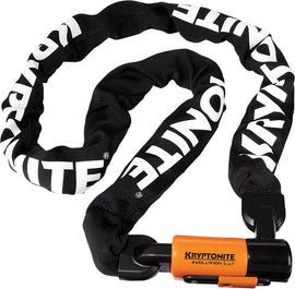 Kryptonite Locks Evo 4 security chain, 5ft long, black and orange, with durable links for bicycle or equipment security.
