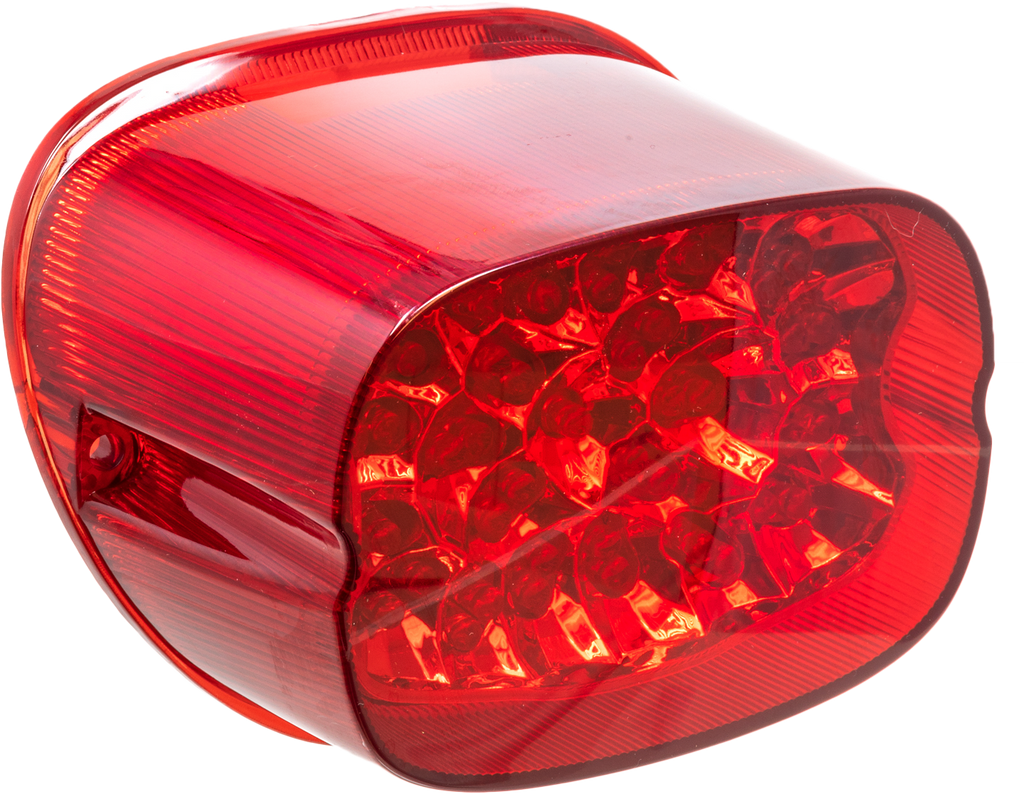 Letric Lighting Co Squareback LED taillight with red lens for motorcycle or vehicle illumination.