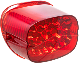 Letric Lighting Co Squareback LED taillight with red lens for motorcycle or vehicle illumination.