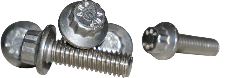 Lyndall Racing Brakes 12-point rear rotor bolts with machined finish, 3/8-16x1 size, for high-performance brake systems.