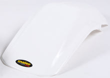 Load image into Gallery viewer, Maier rear fender in white, model 65-2302W, showcasing a close-up of the motorcycle part with smooth finish and mounting points.