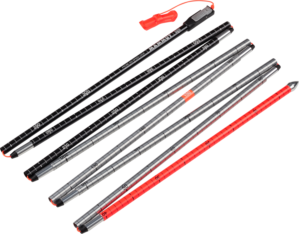 Mammut Probe 320 Speed Lock ice climbing accessory with adjustable length and locking mechanism, used for mountain safety.