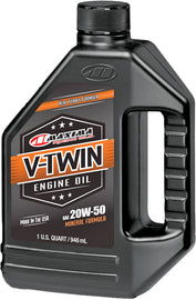 Maxima V-Twin Engine Oil 20W-50 32oz bottle, motorcycle engine oil, designed for V-Twin engines by Maxima.