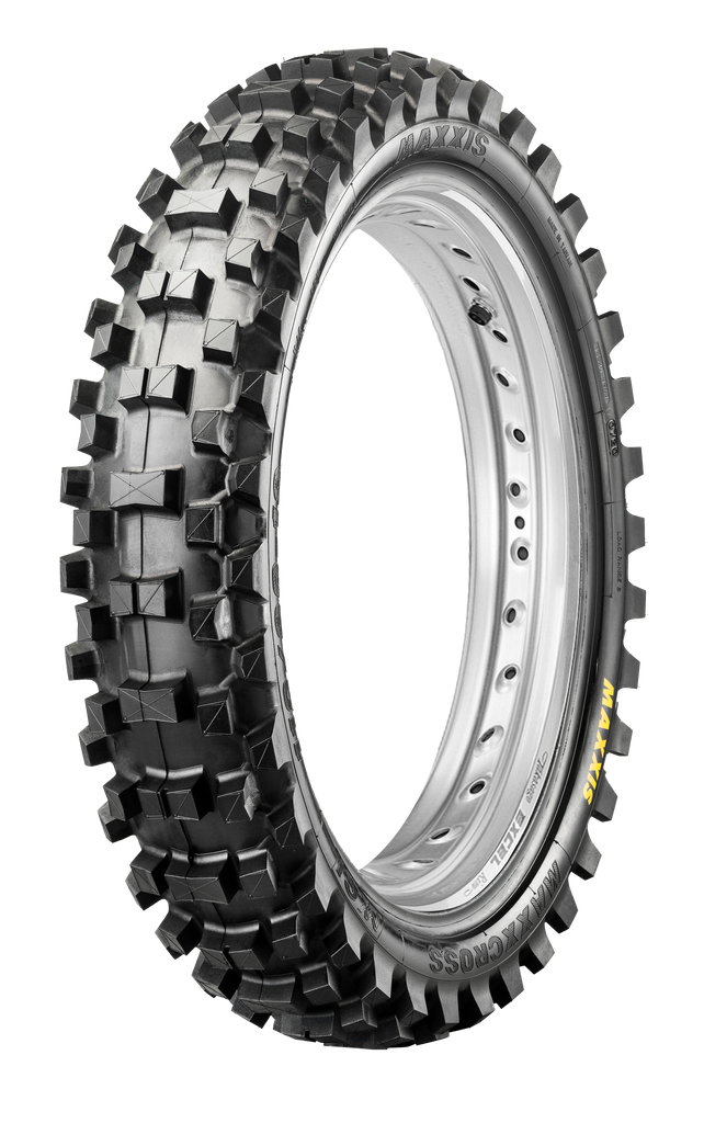 Maxxis Maxxcross MX-Si rear tire 90/100-14 bias tire for off-road bikes, featuring durable rubber tread suitable for motocross riding.