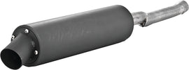 MBRP Exhaust single slip-on system with utility muffler for Yamaha, black finish, shown on a motorcycle.