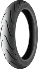 Load image into Gallery viewer, Michelin Tire Scorcher 11F front motorcycle tire 120/70ZR18 radial tubeless, featuring a sleek tread pattern and branding.