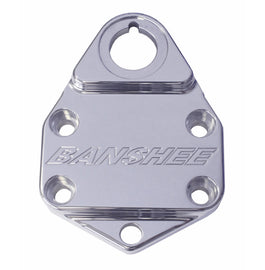 ModQuad handlebar clamp with key, polished logo, designed for steering applications in off-road vehicles.