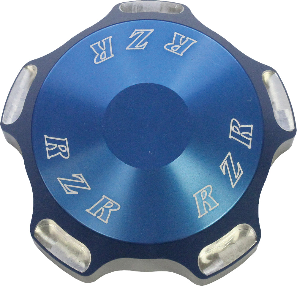 ModQuad gas cap with blue logo, durable metal finish, fits 28-45047 model ATV or dirt bike fuel tank.