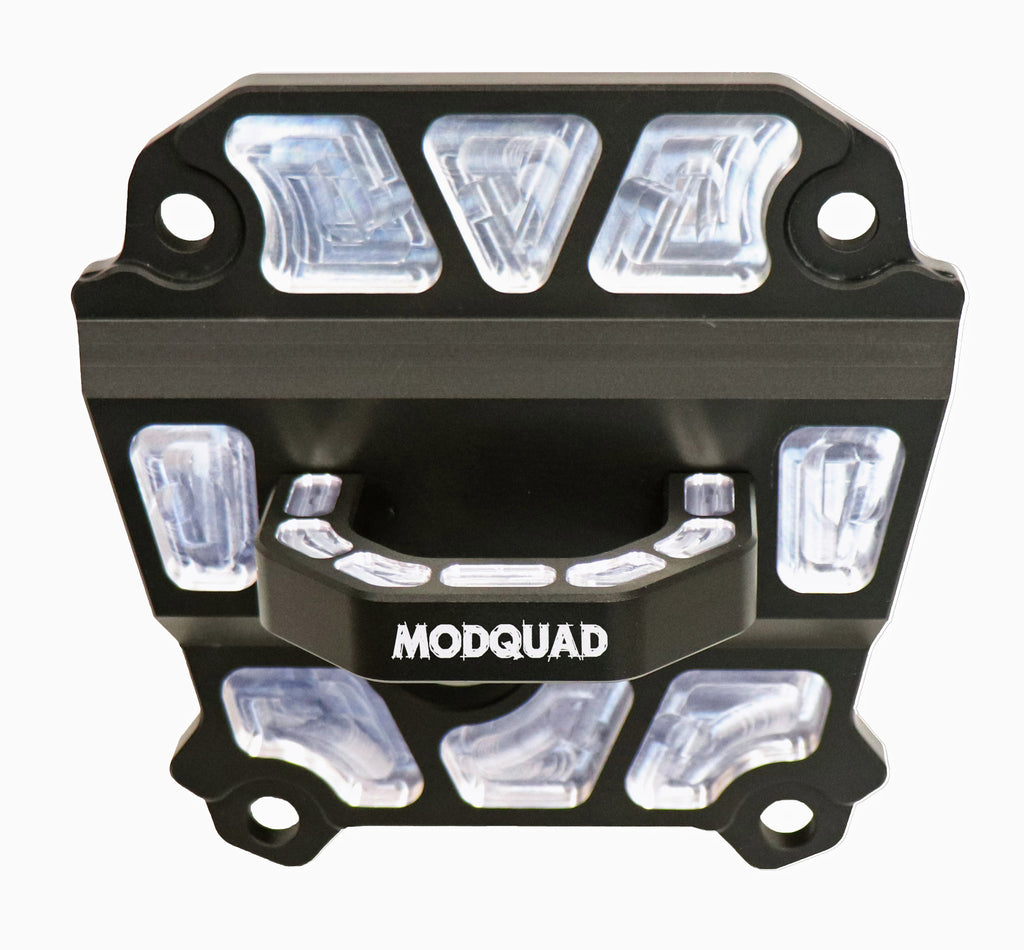 Black ModQuad rear differential plate with hook for off-road vehicles, part number 28-70039, sturdy and durable construction