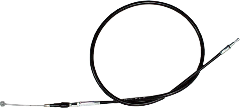 Motion Pro black vinyl clutch cable for motorcycles, showing the durable cable with metal fittings and protective black vinyl coating.