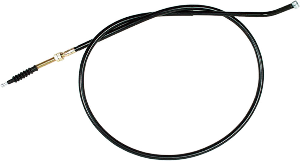 Motion Pro black vinyl clutch cable 70-3204 for motorcycle, showing the sturdy cable with black vinyl coating and metal connectors.