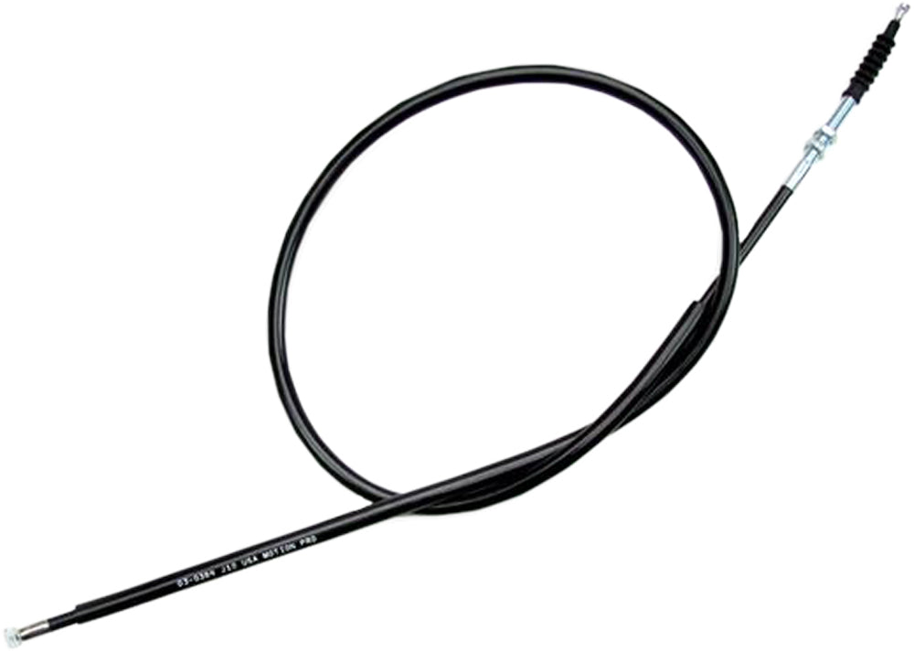 Motion Pro black vinyl clutch cable 70-3384 for motorcycle hydraulic control lines, showing the cable's textured black vinyl exterior.
