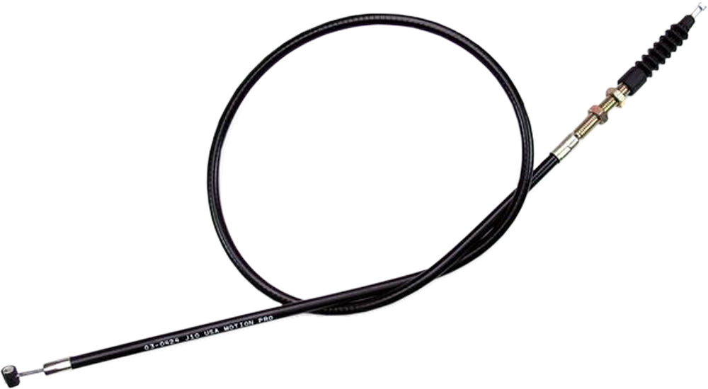 Motion Pro black vinyl clutch cable 70-3424 for motorcycle, featuring durable construction and flexible control line design.