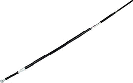 Motion Pro black vinyl foot brake cable for motorcycle, sturdy control line with protective vinyl coating and metal fittings.
