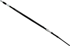 Motion Pro black vinyl foot brake cable for motorcycle, showing the durable cable and fittings for hydraulic control lines.