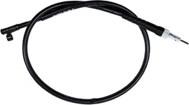Motion Pro Black Vinyl Speedo Cable 70-2227 for motorcycle speedometer, showing black vinyl exterior and metal fittings.