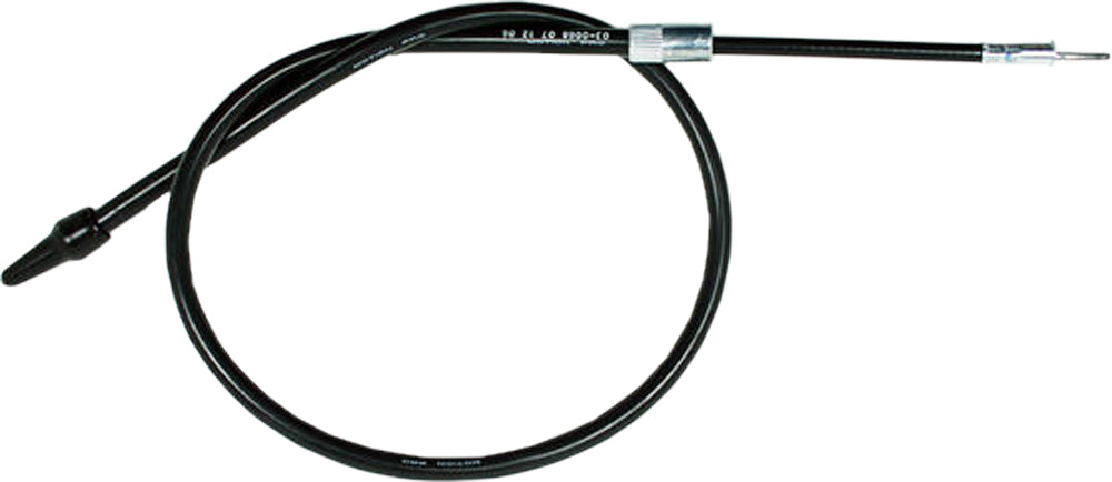 Motion Pro black vinyl speedo cable 70-3068, a durable hydraulic control line for motorcycle speedometer systems.