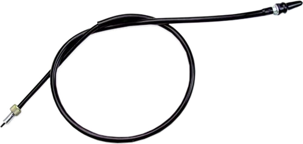 Motion Pro black vinyl speedo cable 70-3202 for motorcycle, showing the flexible cable with black vinyl coating and fittings.