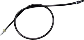 Motion Pro Black Vinyl Speedo Cable 70-3202 for motorcycle speedometer, showing black vinyl outer coating and metal connectors.