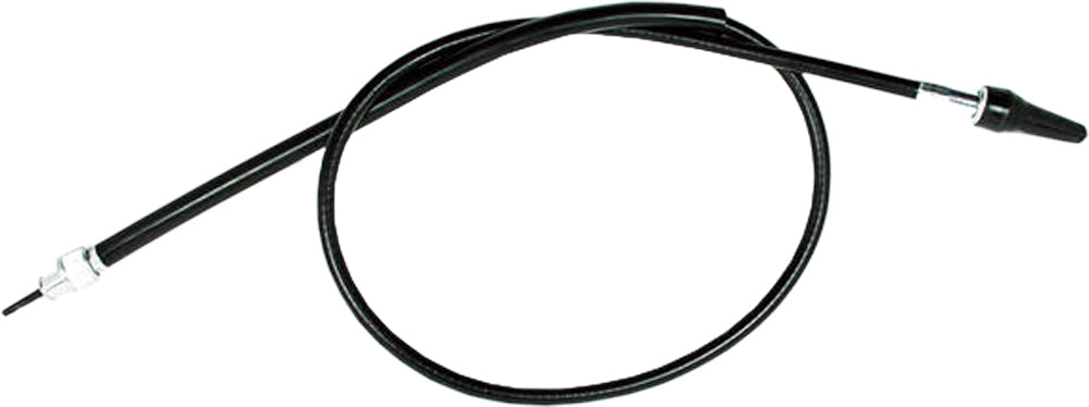 Motion Pro black vinyl Speedo cable 70-5001 for motorcycle speedometer, with durable cable and fittings.