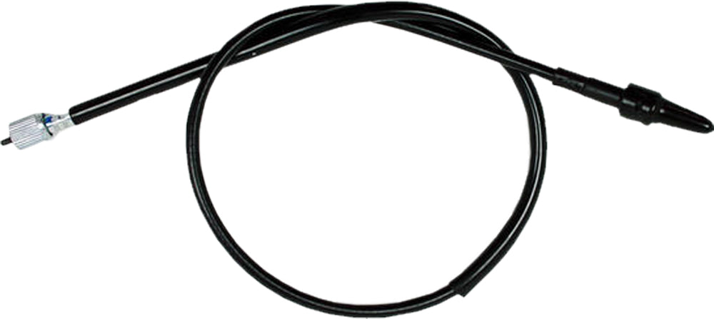 Motion Pro black vinyl tachometer cable 70-2195 for motorcycle or vehicle control lines, showing the textured black coating and cable end.